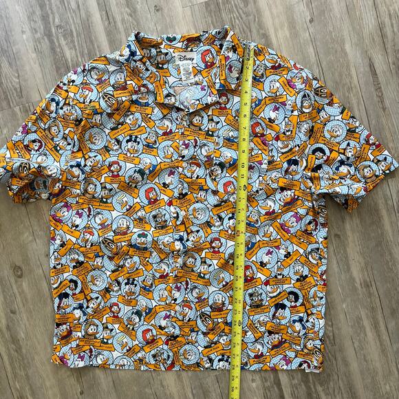 Disney Parks Disney Ducks Button Camp Shirt Size Large DONALD SCROOGE MATILDA - Picture 4 of 6